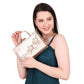 Bridal Handbag Stylish Designed with hand appliqued flower on top front